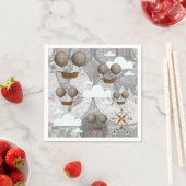 Vintage Fluggesellschaft starre Weltkarte & Wolken Serviette (Beispiel)