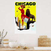 Vintage Fluggesellschaft Windy City Chicago Travel Poster (Küche)
