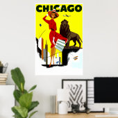 Vintage Fluggesellschaft Windy City Chicago Travel Poster (Heimbüro)