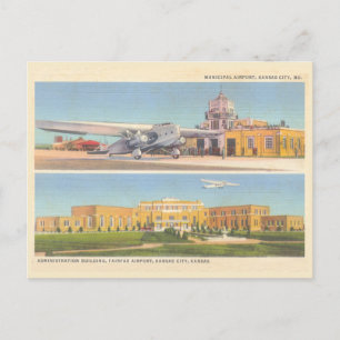 Vintage Flughäfen von Kansas City Missouri und Kan Postkarte