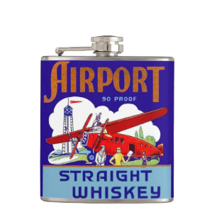 Vintage-Flughafen-Whiskey-Etikett Flugzeug-Pilot-F Flachmann