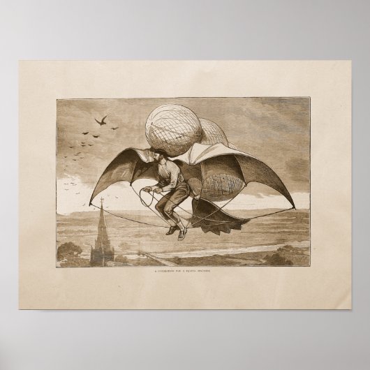 Vintage Flugmaschine Kunst-Illustration Poster (Vorne)