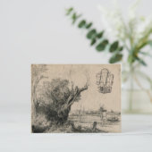 Vintage Flugmaschine Zeichn Postkarte (Stehend Vorderseite)