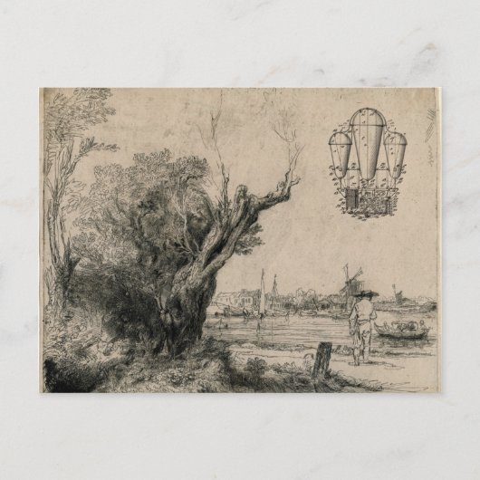 Vintage Flugmaschine Zeichn Postkarte (Vorderseite)