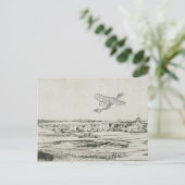 Vintage Flugmaschine Zeichnend Kunst Postkarte (Stehend Vorderseite)