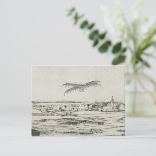 Vintage Flugmaschine Zeichnend Kunst Postkarte (Stehend Vorderseite)