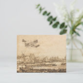 Vintage Flugmaschine Zeichnend Kunst Postkarte (Stehend Vorderseite)