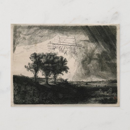 Vintage Flugmaschine Zeichnend Postkarte (Vorderseite)