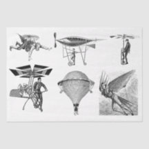 Vintage-Flugmaschinen-Decoupage-Collage