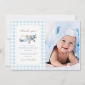 Vintage Flugreise 1. Geburtstag Foto Dankeskarte (Vorderseite)