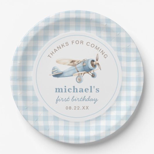 Vintage Flugreise 1. Geburtstag Pappteller (Vorderseite)