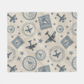 Vintage-Flugreise-Pass-Stempel-Muster (1) Fleecedecke (Vorderseite (Horizontal))