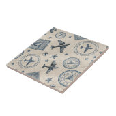 Vintage-Flugreise-Pass-Stempel-Muster (1) Fliese (Seite)
