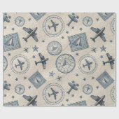 Vintage-Flugreise-Pass-Stempel-Muster (1) Geschenkpapier (Flach)