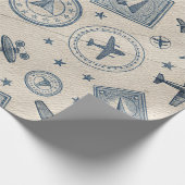 Vintage-Flugreise-Pass-Stempel-Muster (1) Geschenkpapier (Ecke)