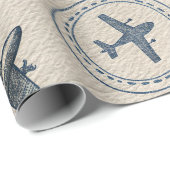 Vintage-Flugreise-Pass-Stempel-Muster (1) Geschenkpapier (Rolleneckpunkt)