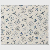 Vintage-Flugreise-Pass-Stempel-Muster (2) Geschenkpapier (Flach)