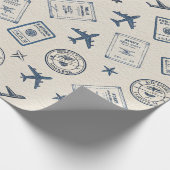 Vintage-Flugreise-Pass-Stempel-Muster (2) Geschenkpapier (Ecke)