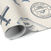 Vintage-Flugreise-Pass-Stempel-Muster (2) Geschenkpapier (Rolleneckpunkt)