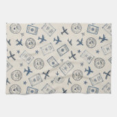 Vintage-Flugreise-Pass-Stempel-Muster (2) Geschirrtuch (Horizontal)