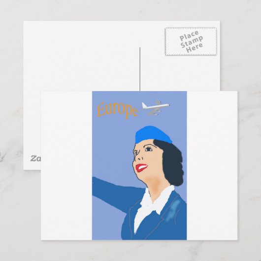 Vintage Flugreise Postkarte (Vorne/Hinten)