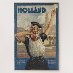 Vintage-Flugreiseillustration aus Holland Puzzle