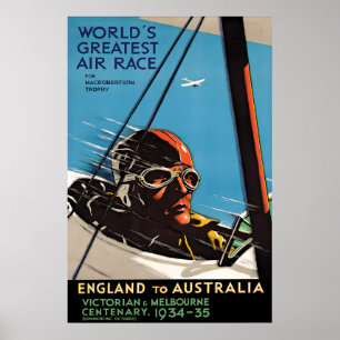 Vintage-Flugrennenposter England nach Australien,  Poster