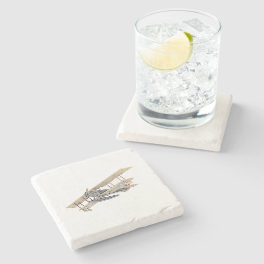 Vintage Flugroute Antikes Wasserflugzeug Steinuntersetzer (Seitenansicht)