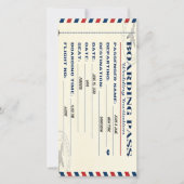 Vintage-Flugticket-Hochzeitsurkunde Save The Date (Vorderseite)