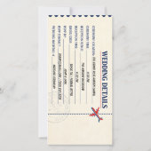 Vintage-Flugticket-Hochzeitsurkunde Save The Date (Rückseite)