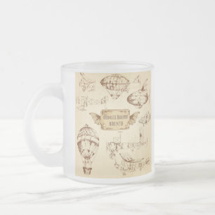 Vintage-Flugtransport-Skizze Milchglas  Mattglastasse