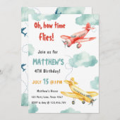 Vintage Flugzeit Flugreisenjunge Geburtstag Einladung (Vorne/Hinten)