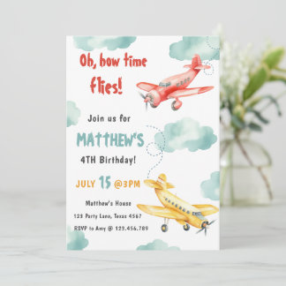 Vintage Flugzeit Flugreisenjunge Geburtstag Einladung