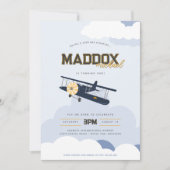 Vintage Flugzeit kehrt zum ersten Geburtstag zurüc Einladung (Vorderseite)