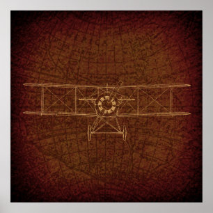 Vintage-Flugzeug Antikes Flugzeug Diagramm Vintage Poster