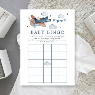 Vintage-Flugzeug-Aquarell-Baby-Bingo-Einladung Einladung