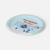 Vintage-Flugzeug Aviator Geburtstag Pappteller (Schrägansicht)