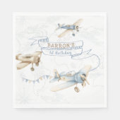 Vintage-Flugzeug Aviator-Pilot 1. Geburtstag Serviette (Vorderseite)
