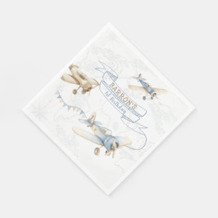 Vintage-Flugzeug Aviator-Pilot 1. Geburtstag Serviette