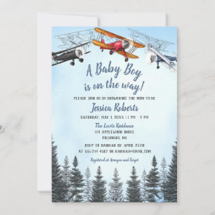 Vintage-Flugzeug-Baby-Junge-Baby-Shower-Einladung Einladung