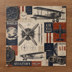 Vintage-Flugzeug Blueprint-Collage Puzzle