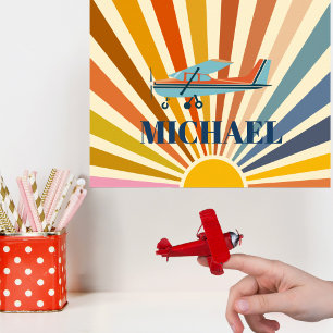 Vintage Flugzeug Cessna Retro Sonnenuntergang Cust Poster