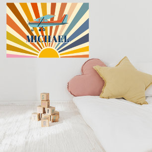 Vintage Flugzeug Cessna Retro Sonnenuntergang Cust Poster