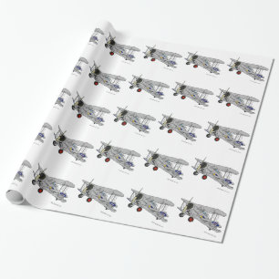 Vintage Flugzeug Doppeldecker The Gloster Gladiato Geschenkpapier