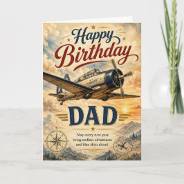 Vintage-Flugzeug-Geburtstagskarte für Papa Karte