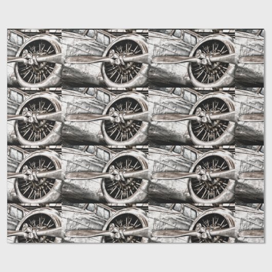Vintage-Flugzeug Geschenkpapier (Flach)
