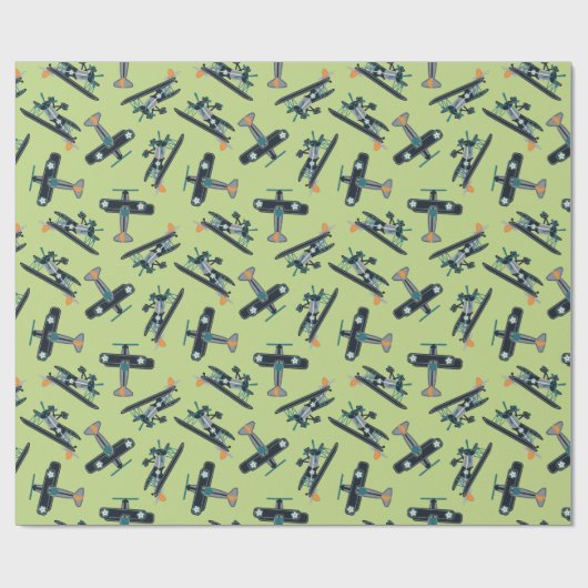Vintage Flugzeug Geschenkpapier (Flach)