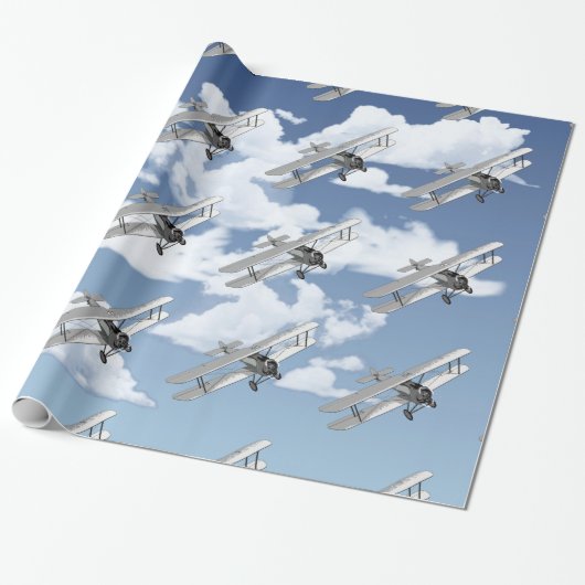Vintage-Flugzeug Geschenkpapier (Ungerollt)