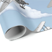 Vintage-Flugzeug Geschenkpapier (Rolleneckpunkt)