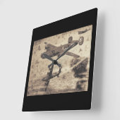 Vintage Flugzeug - Luftfederklemme Quadratische Wanduhr (Winkel)